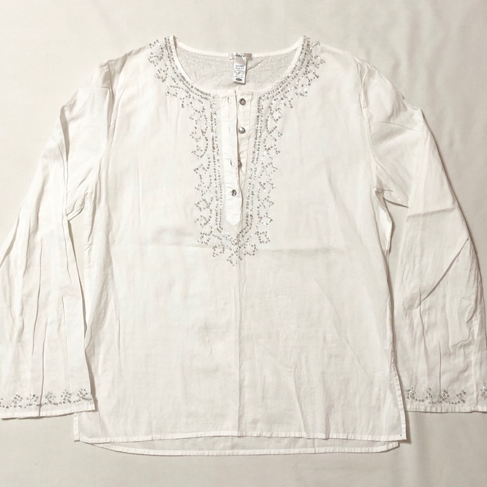 Old Navy Women’s L/S White Boho Beaded Tunic - M - Picture 7 of 14